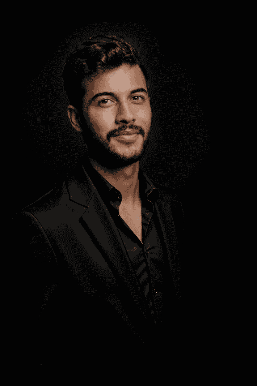 Retrato de un hombre sonriente con una chaqueta negra