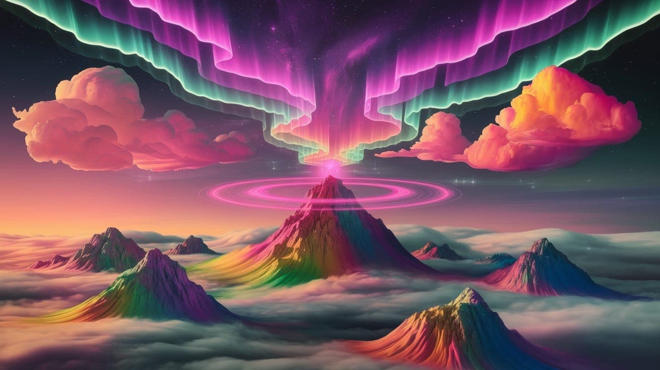 Una rappresentazione creativa della collaborazione tra esseri umani e intelligenza artificiale, con un robot e un artista che si scambiano pennellate in un colorato e dinamico vortice di tecnologia e arte.