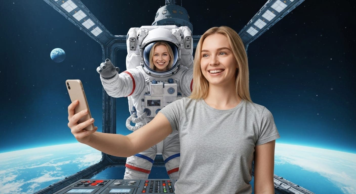 Астронавт парит в космосе на фоне Земли