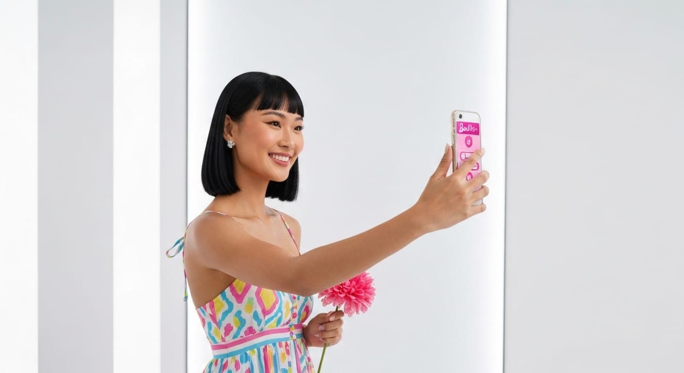 AI生成バービーが鮮やかな写真撮影に登場