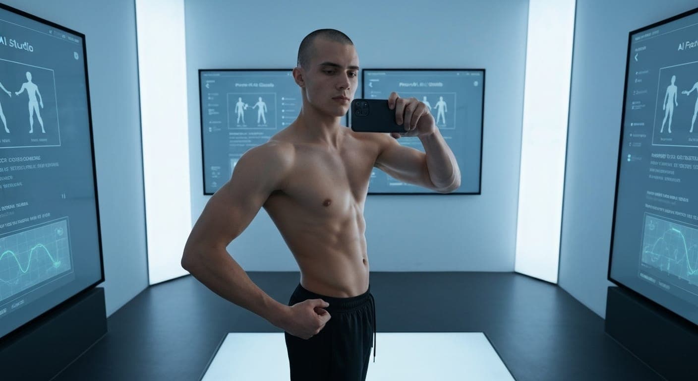 強さと献身を披露する激しいボディビルディングの写真撮影