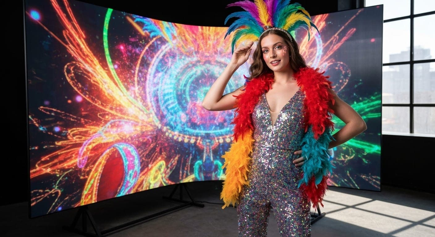 Costumi di carnevale vivaci in una sfilata colorata