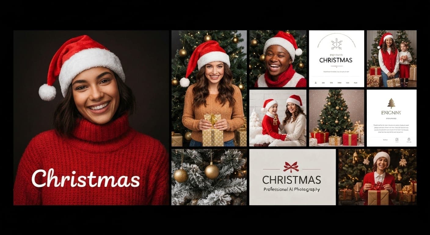 Festive family Christmas photoshoot with a beautifully decorated tree