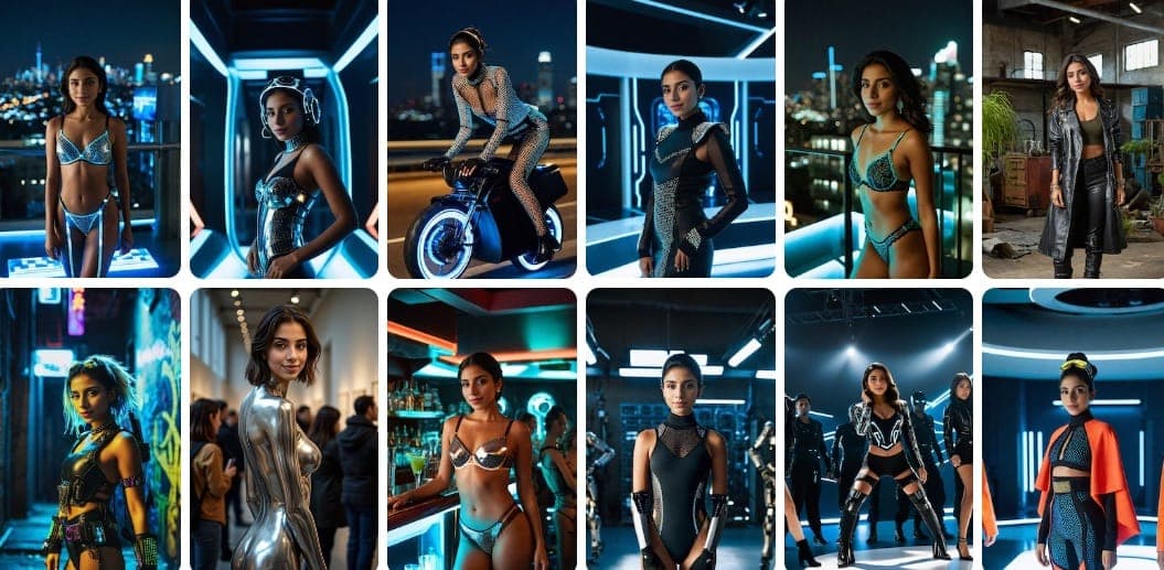 एक साधारण सेल्फी से लेकर आश्चर्यजनक AI-संवर्धित साइबरपंक बौडीयर पोर्ट्रेट तक के परिवर्तन को दिखाने वाली साइड-बाय-साइड तुलना