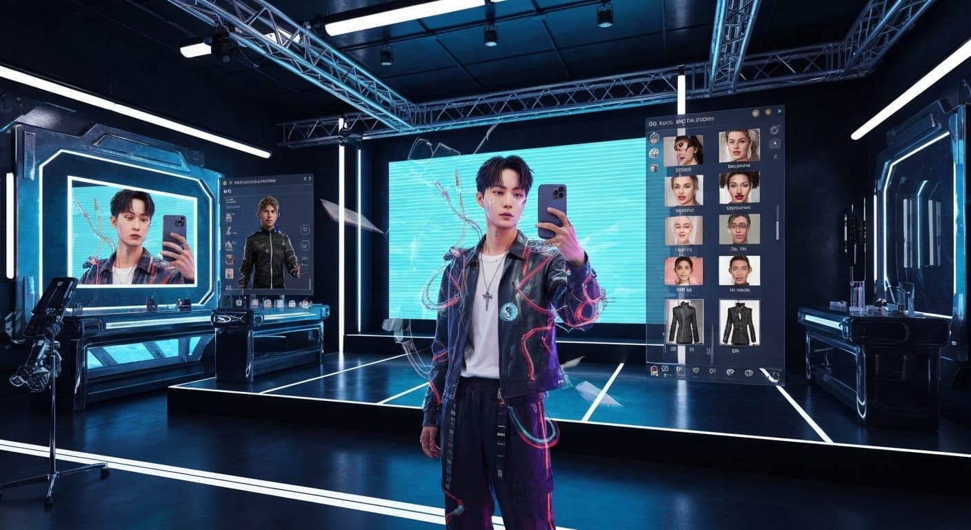 令人惊叹的赛博朋克城市景观，展示霓虹灯和高科技元素