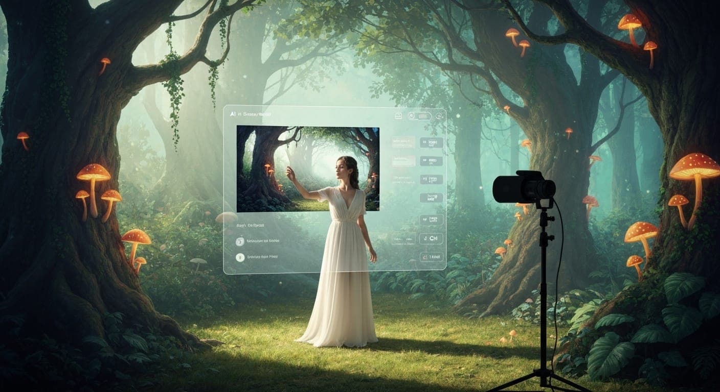 रहस्यमय जीवों को प्रदर्शित करती कृत्रिम बुद्धिमत्ता (AI) द्वारा निर्मित जादुई वन फोटोग्राफी