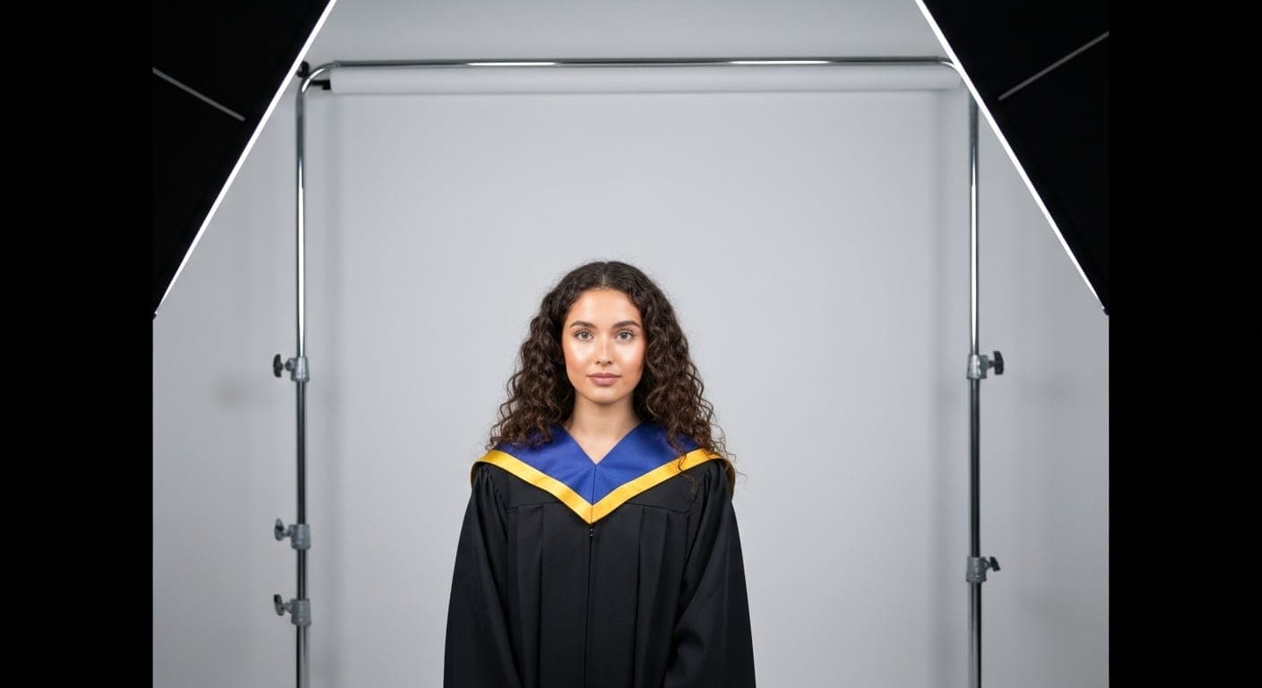 Профессиональная ИИ-фотография для выпускных альбомов, демонстрирующая креативность