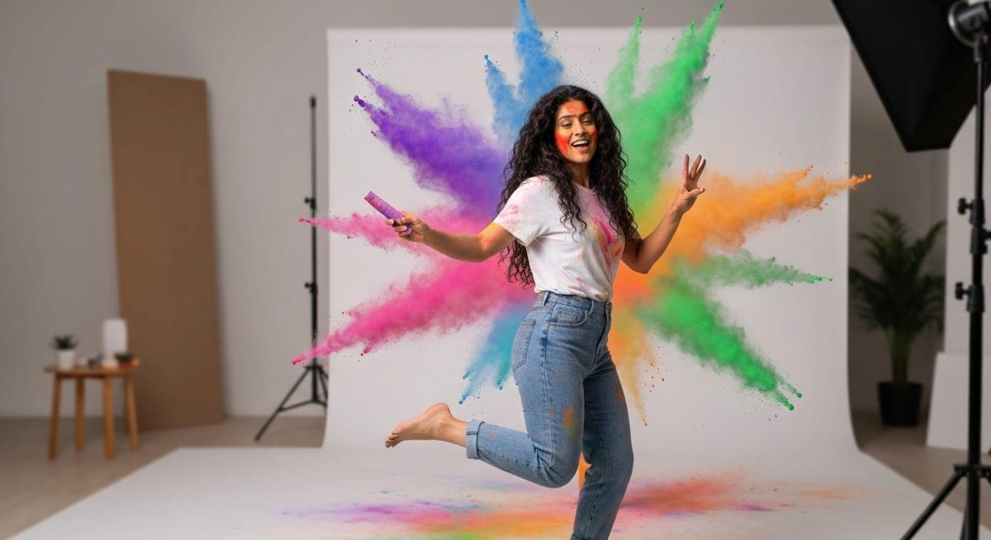 AI写真でホーリー祭2024のカラフルなカオスを体験